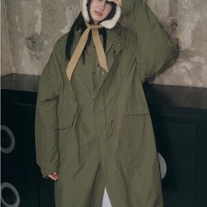 Women's Oversized Utility Jacket in Olive Green (Korean brand)